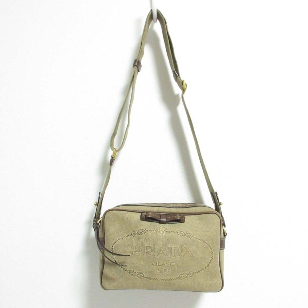 PRADA Cream Canvas Shoulder Bag - Picture 3 of 16